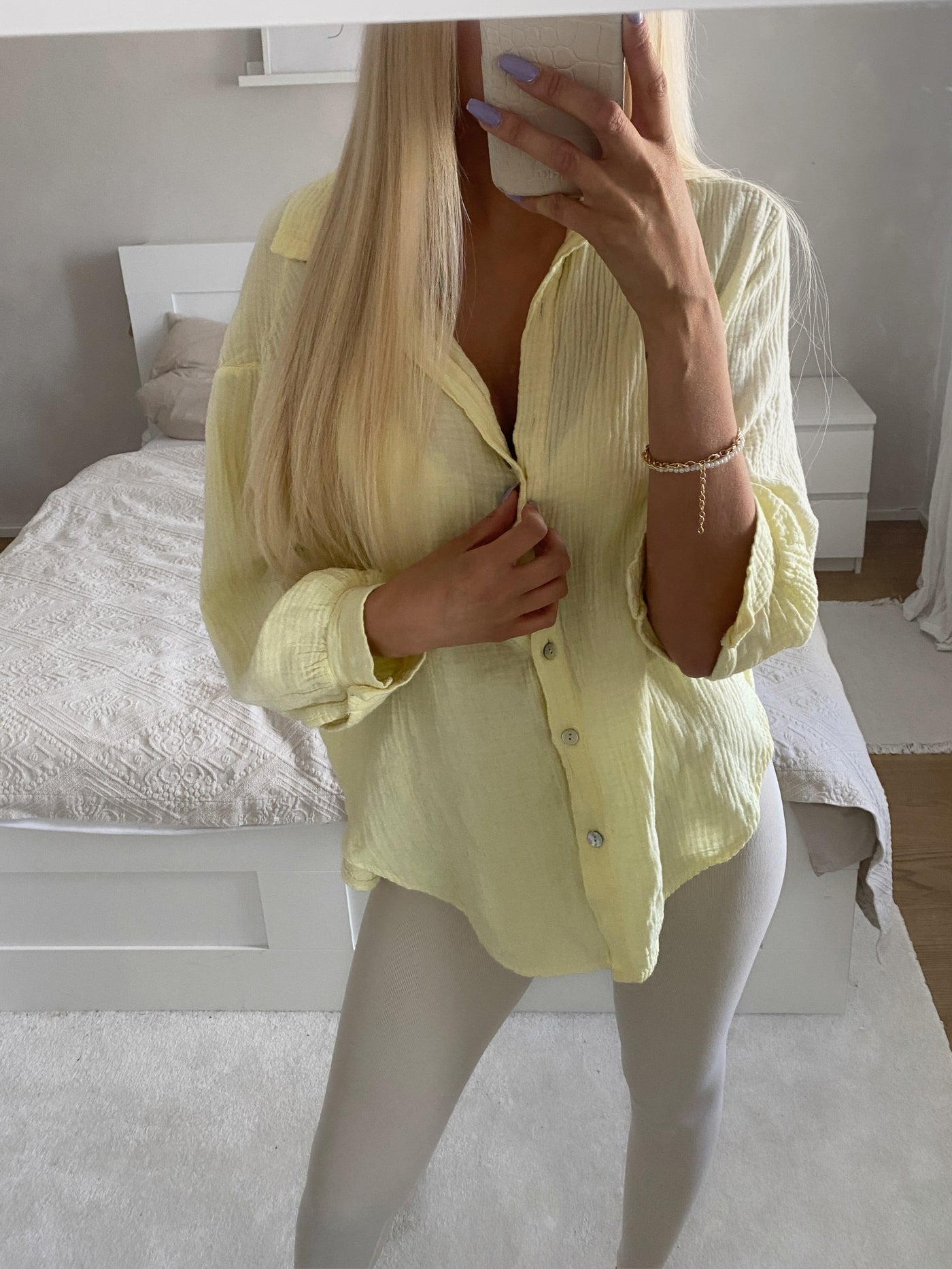 Oversize Musselin Bluse Freya Gelb Kurz  Ladypolitan - Fashion Onlineshop für Damen   