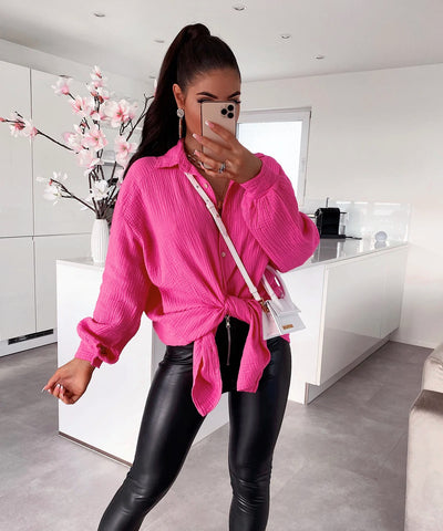 Oversize Musselin Bluse Freya Pink Lang  Ladypolitan - Fashion Onlineshop für Damen   