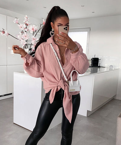 Oversize Musselin Bluse Freya Rosa Lang  Ladypolitan - Fashion Onlineshop für Damen   