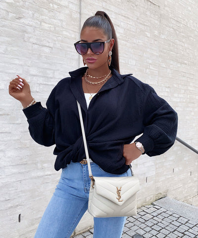 Oversize Musselin Bluse Freya Schwarz Lang  Ladypolitan - Fashion Onlineshop für Damen   