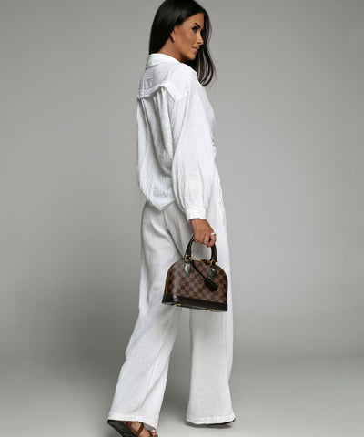Oversize Musselin Bluse Freya Weiß Kurz  Ladypolitan - Fashion Onlineshop für Damen   