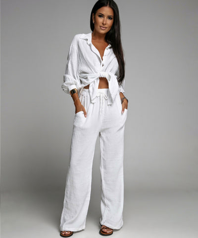 Oversize Musselin Bluse Freya Weiß Kurz  Ladypolitan - Fashion Onlineshop für Damen   