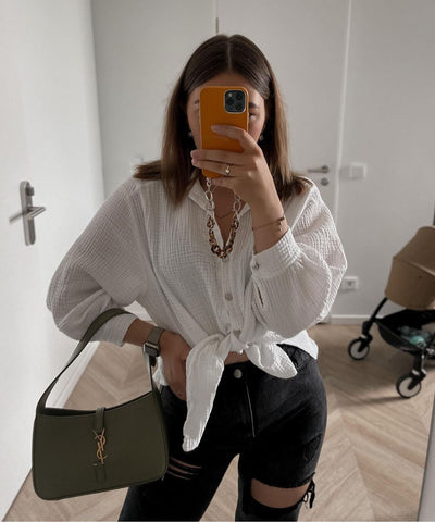 Oversize Musselin Bluse Freya Weiß Kurz  Ladypolitan - Fashion Onlineshop für Damen   