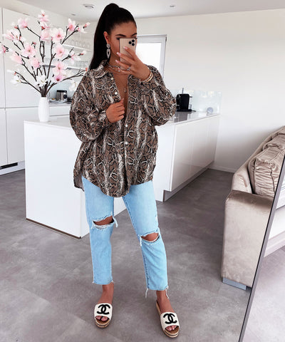 Oversize Musselin Bluse Print Snake  Ladypolitan ♡   