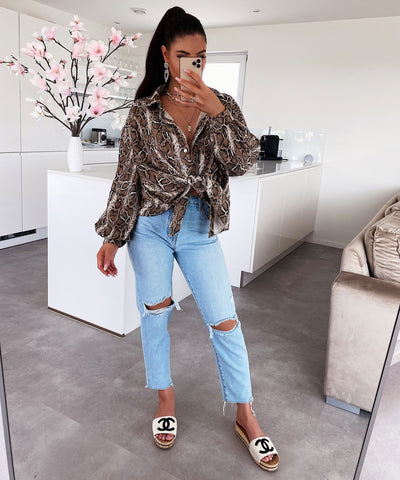 Oversize Musselin Bluse Print Snake  Ladypolitan ♡   