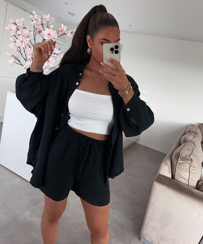 Oversize Musselin Set Alva Schwarz  Ladypolitan ♡   
