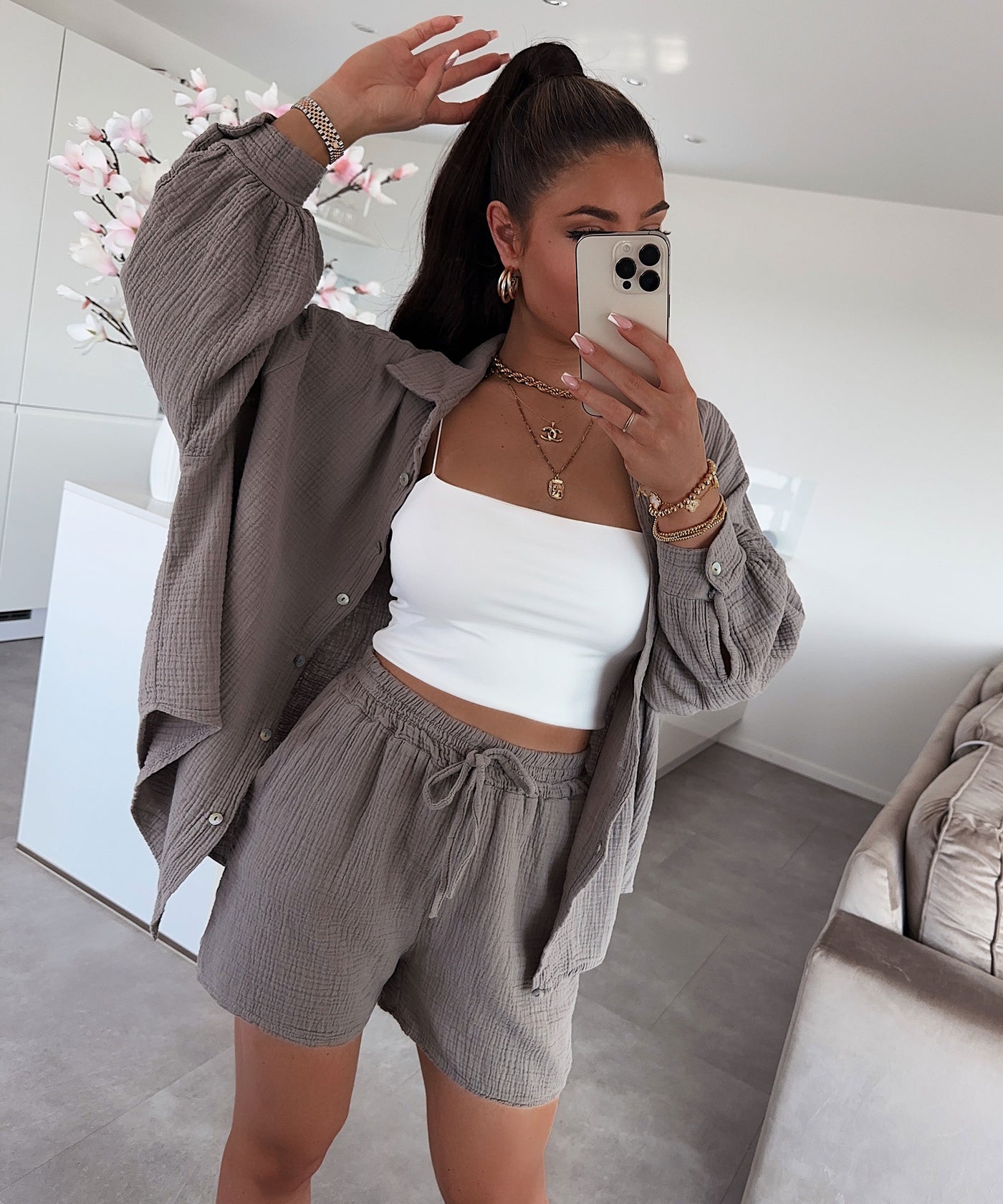 Oversize Musselin Set Alva Taupe  Ladypolitan ♡   