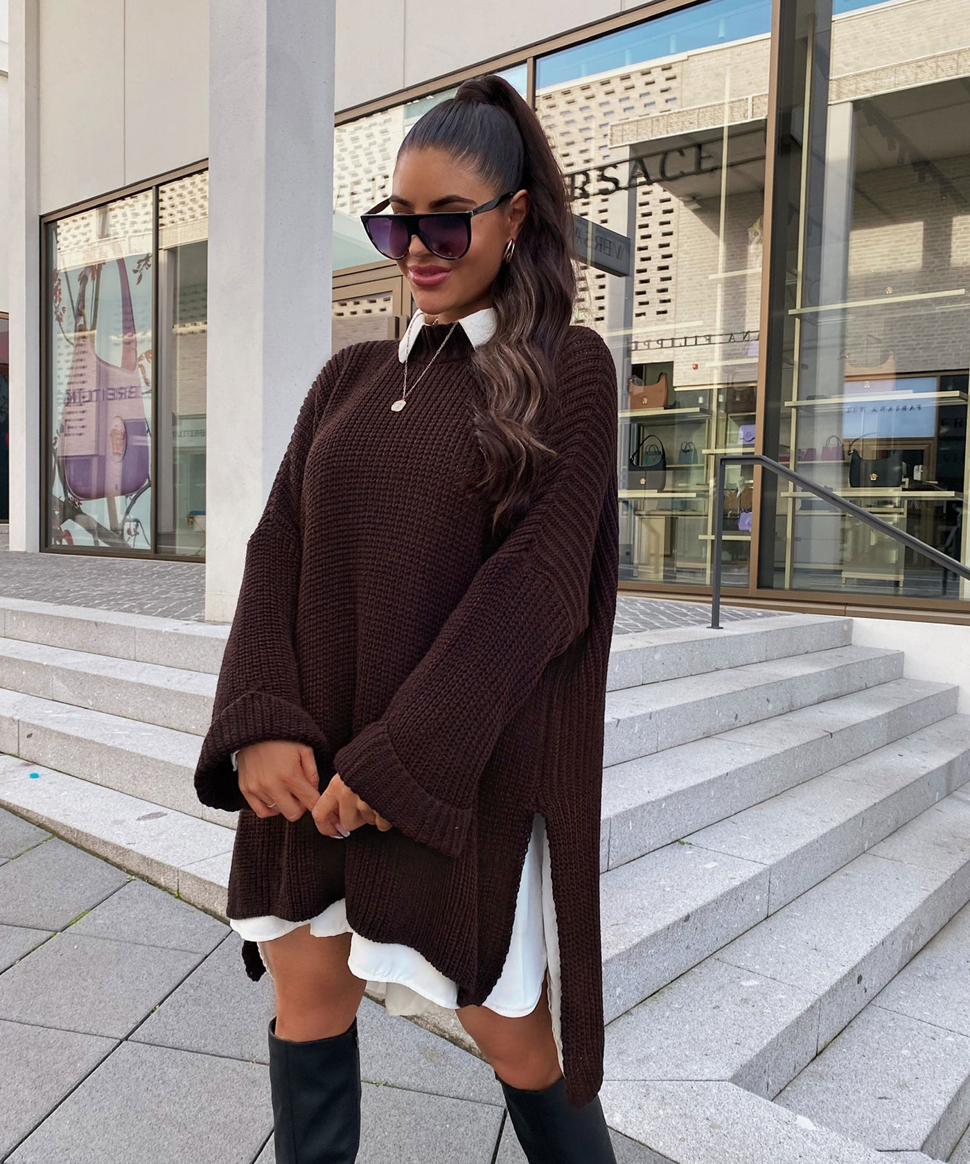 Oversize Pullover Elsa Dunkelbraun  Ladypolitan ♡   