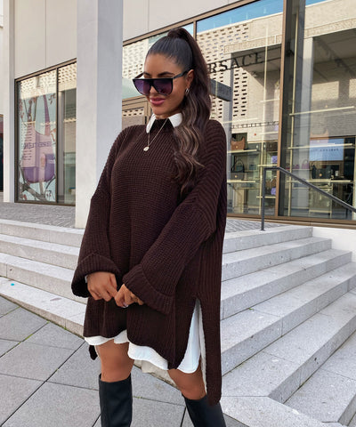 Oversize Pullover Elsa Dunkelbraun  Ladypolitan ♡   