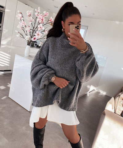 Oversize Pullover Nata Dunkelgrau  Ladypolitan ♡   