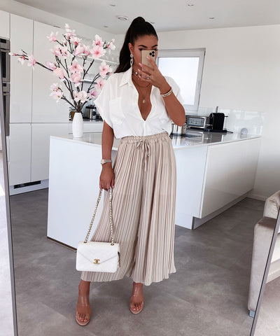 Plissee Hose Mira Beige  Ladypolitan - Fashion Onlineshop für Damen   