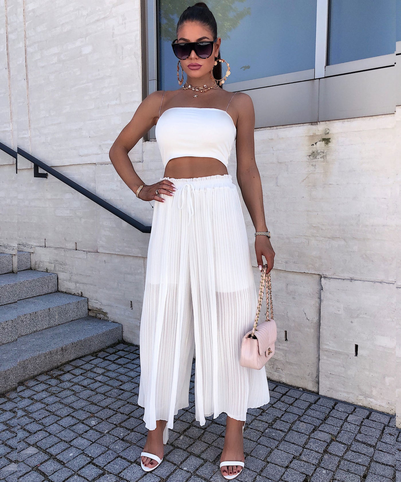 Plissee Hose Mira weiß  Ladypolitan - Fashion Onlineshop für Damen   