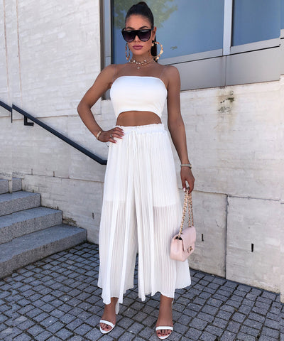 Plissee Hose Mira weiß  Ladypolitan - Fashion Onlineshop für Damen   