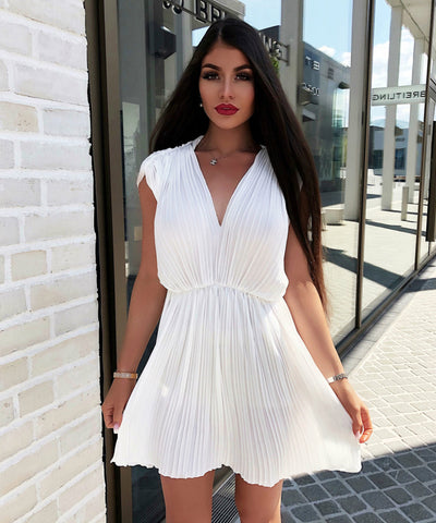Plissee Kleid Weiß  Ladypolitan - Fashion Onlineshop für Damen   