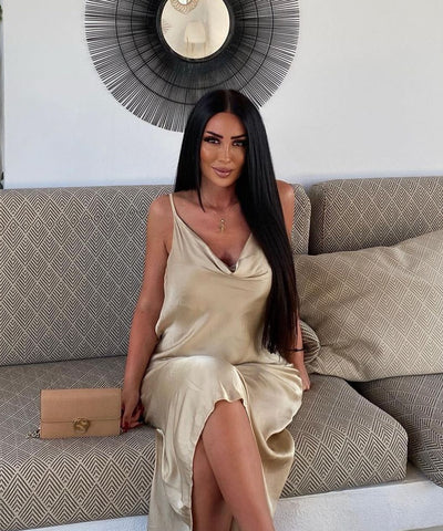 Satin Kleid Casha Camel  Ladypolitan ♡   
