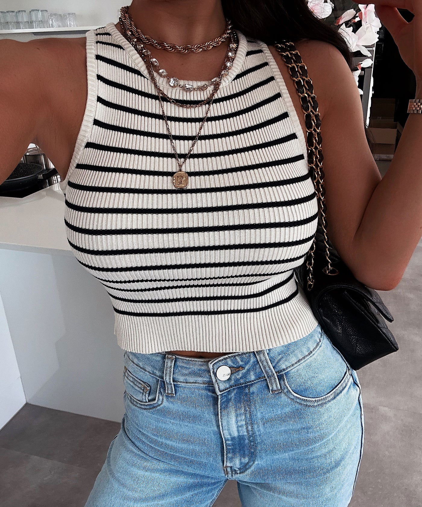 Streifen Top Lucia Beige  Ladypolitan ♡   