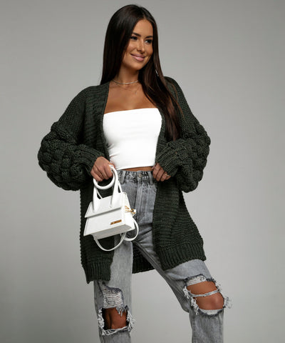 Strickjacke Cloudy Khaki  Ladypolitan - Fashion Onlineshop für Damen   