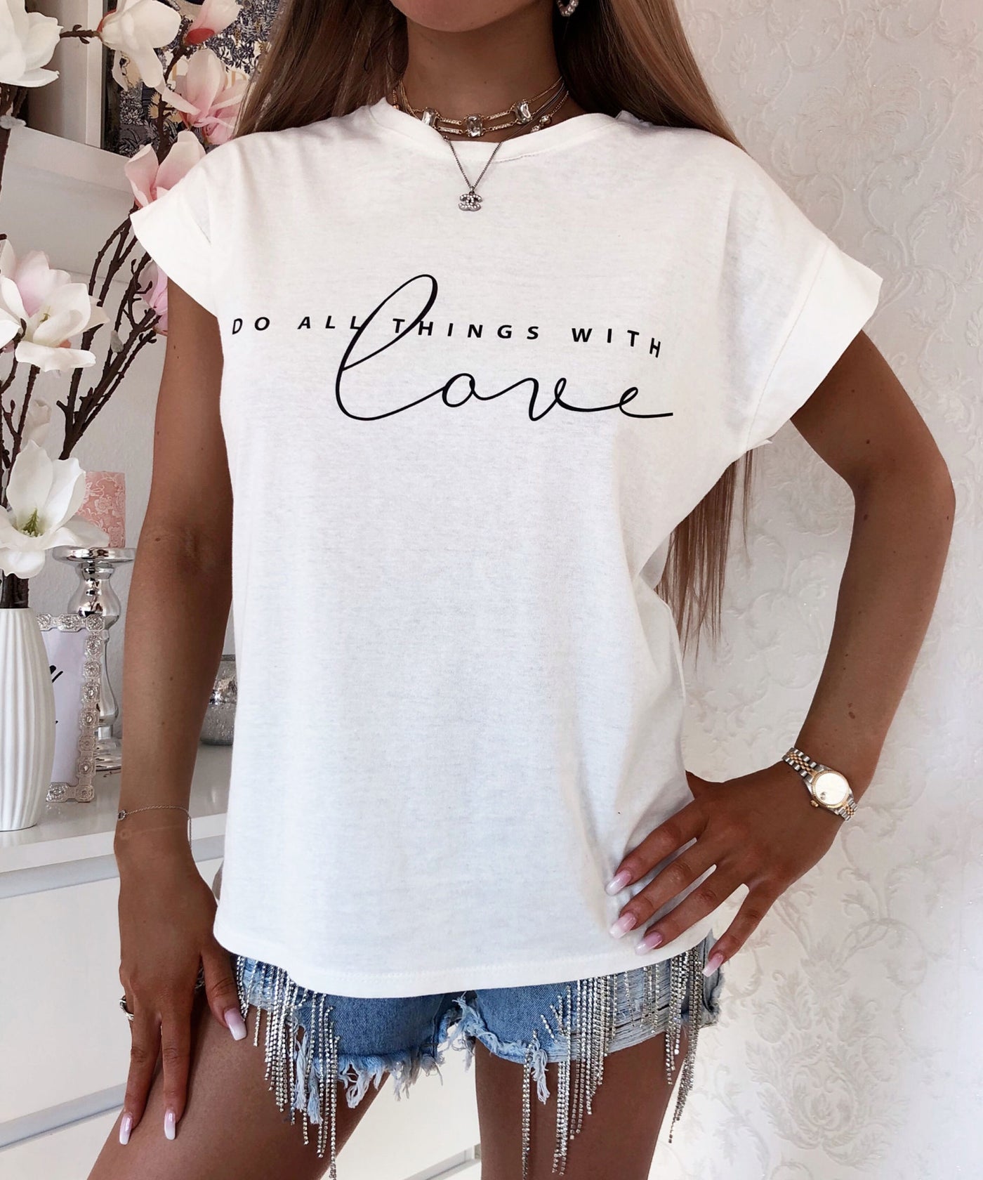 T-Shirt Love Weiß  Ladypolitan - Fashion Onlineshop für Damen   