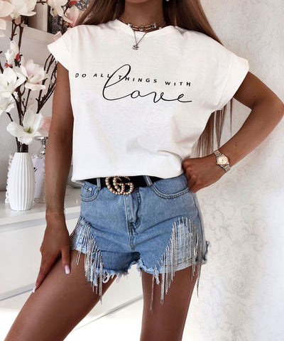T-Shirt Love Weiß  Ladypolitan - Fashion Onlineshop für Damen   