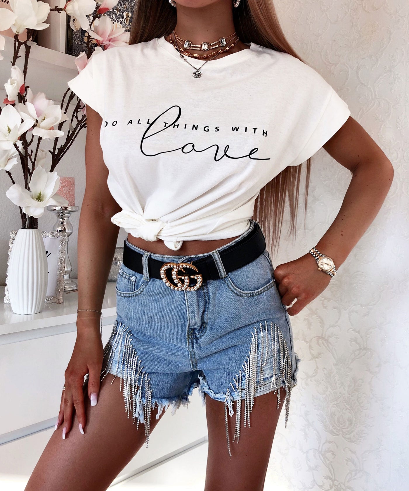 T-Shirt Love Weiß  Ladypolitan - Fashion Onlineshop für Damen   