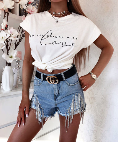 T-Shirt Love Weiß  Ladypolitan - Fashion Onlineshop für Damen   