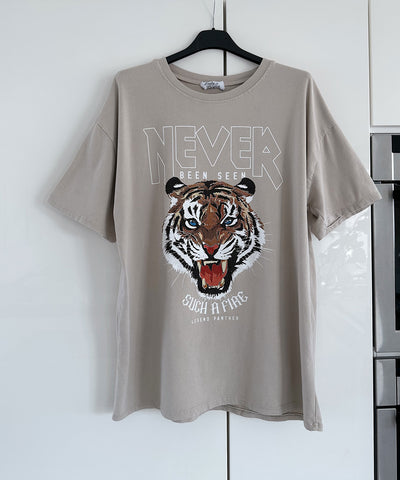 T-Shirt Tiger Vintage Beige  Ladypolitan - Fashion Onlineshop für Damen   