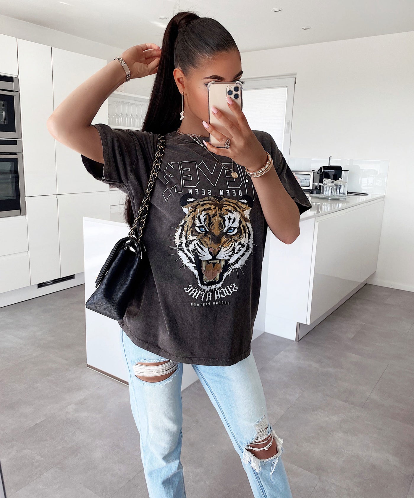 T-Shirt Tiger Vintage Schwarz  Ladypolitan - Fashion Onlineshop für Damen   