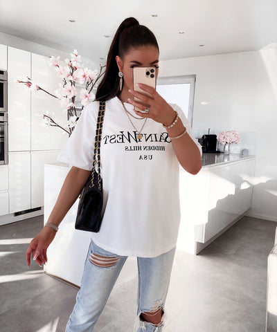 T-Shirt West Vintage Weiß  Ladypolitan - Fashion Onlineshop für Damen   