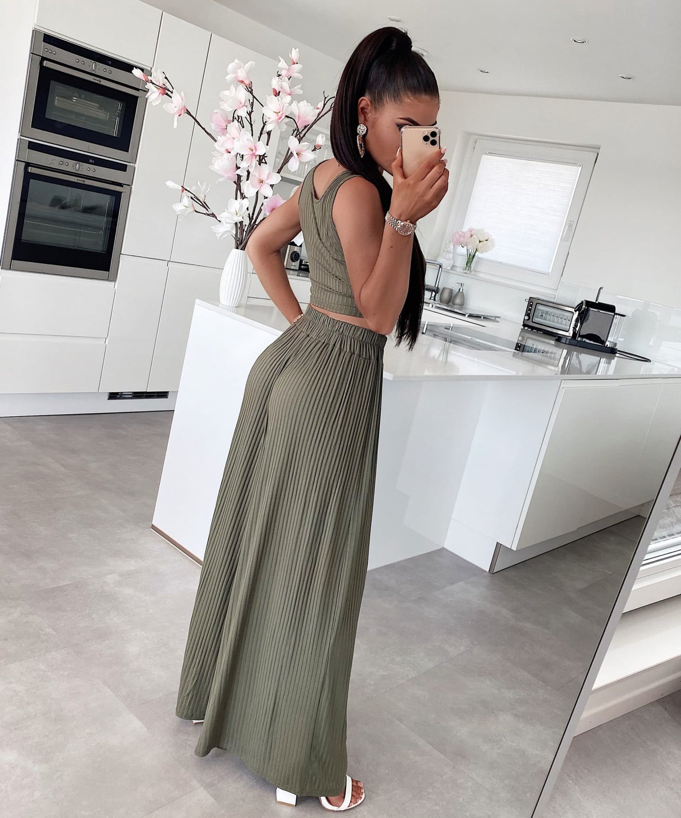 Weiches Ripp Set Ina Khaki  Ladypolitan - Fashion Onlineshop für Damen   