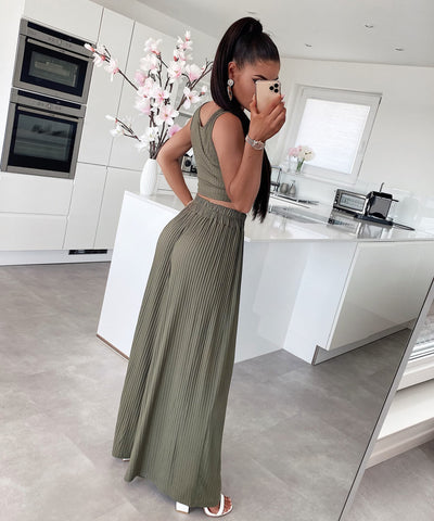 Weiches Ripp Set Ina Khaki  Ladypolitan - Fashion Onlineshop für Damen   