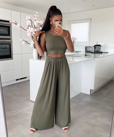 Weiches Ripp Set Ina Khaki  Ladypolitan - Fashion Onlineshop für Damen   