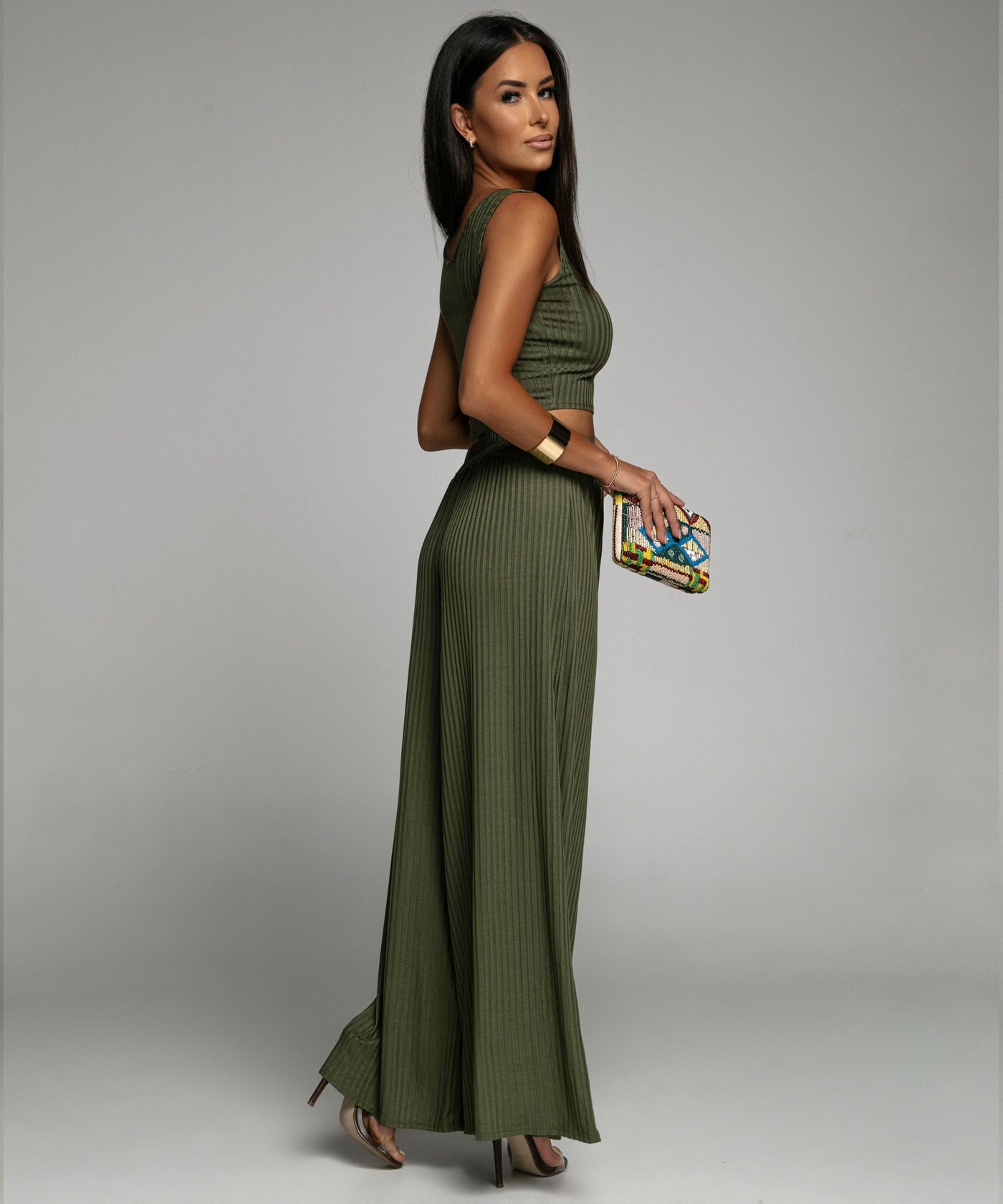 Weiches Ripp Set Ina Khaki  Ladypolitan - Fashion Onlineshop für Damen   