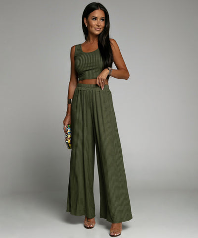 Weiches Ripp Set Ina Khaki  Ladypolitan - Fashion Onlineshop für Damen   