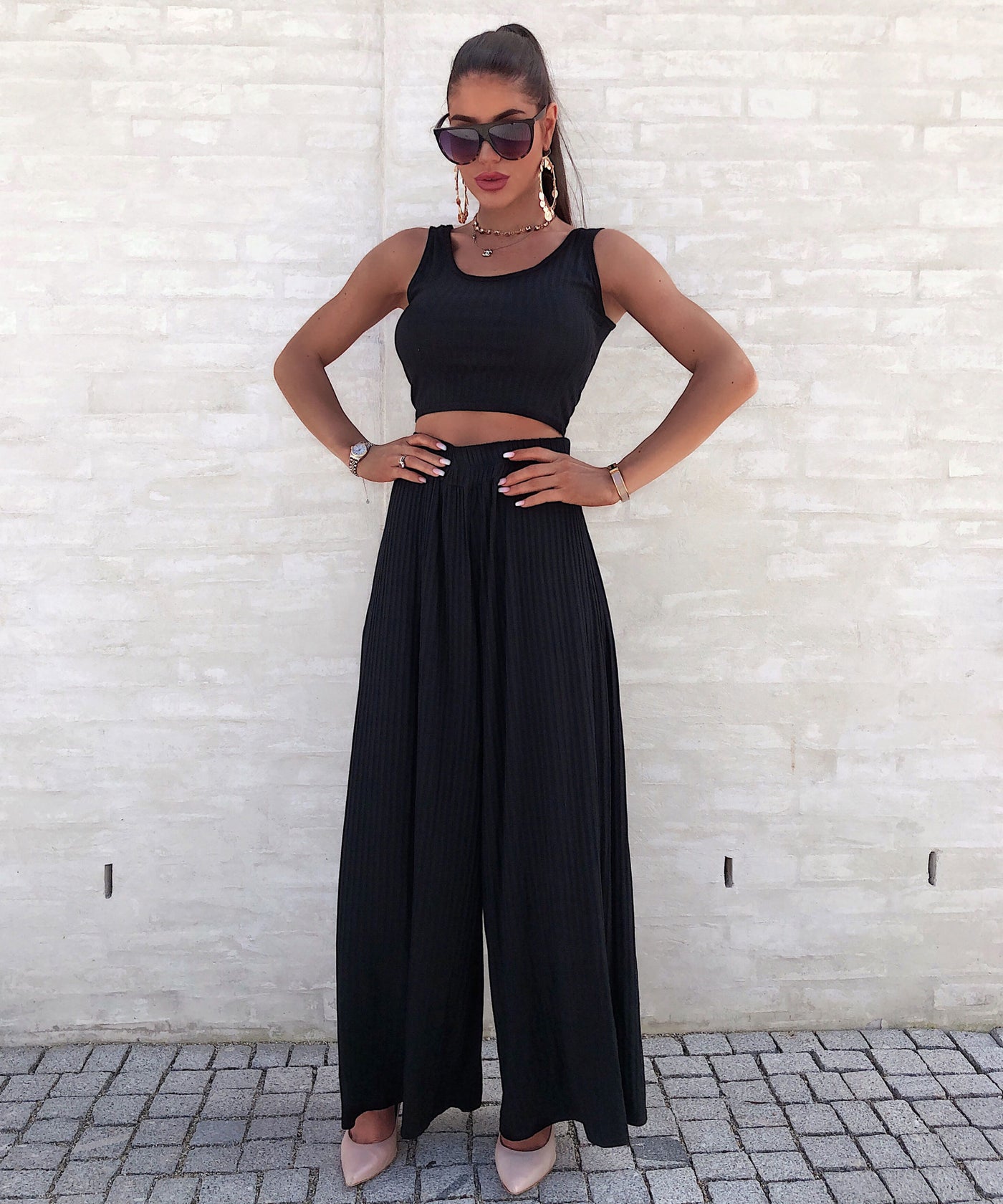 Weiches Ripp Set Ina Schwarz  Ladypolitan - Fashion Onlineshop für Damen   
