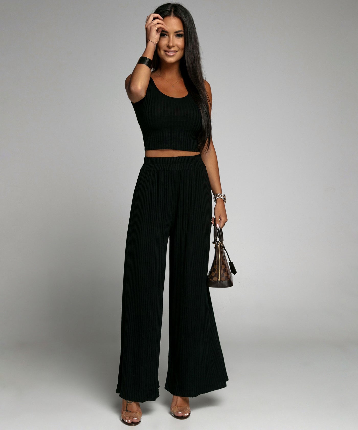 Weiches Ripp Set Ina Schwarz  Ladypolitan - Fashion Onlineshop für Damen   
