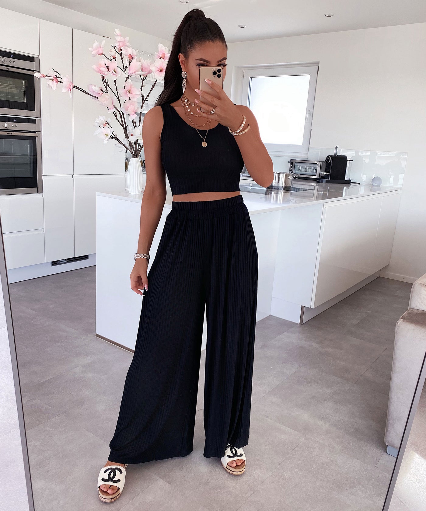 Weiches Ripp Set Ina Schwarz  Ladypolitan - Fashion Onlineshop für Damen   