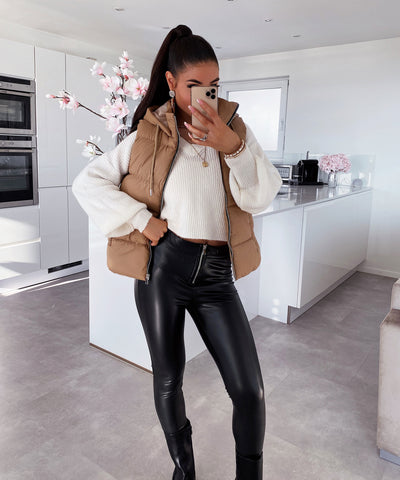Weste Megan Kurz Camel  Ladypolitan - Fashion Onlineshop für Damen   