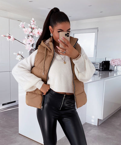 Weste Megan Kurz Camel  Ladypolitan - Fashion Onlineshop für Damen   