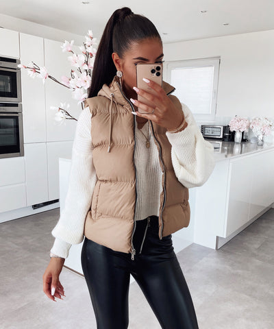 Weste Megan Kurz Camel  Ladypolitan - Fashion Onlineshop für Damen   
