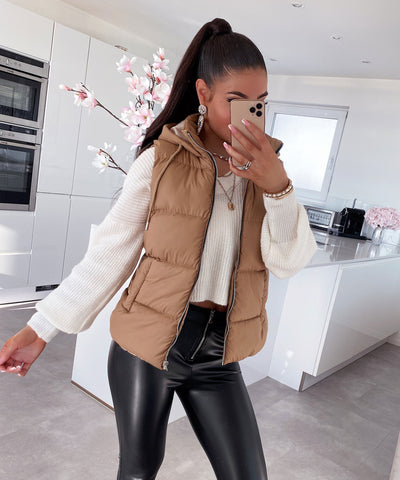 Weste Megan Kurz Camel  Ladypolitan - Fashion Onlineshop für Damen   