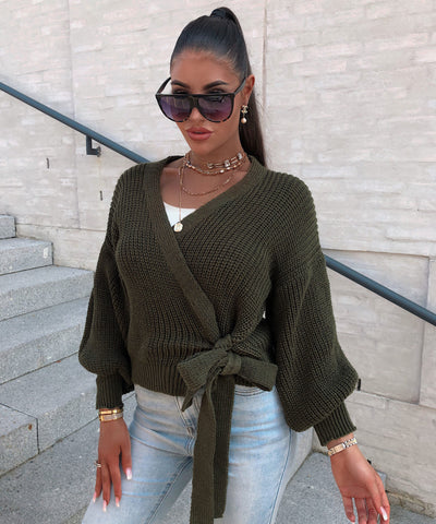 Wickel Pullover Khaki  Ladypolitan - Fashion Onlineshop für Damen   