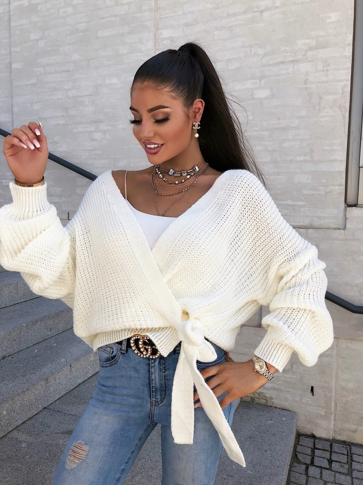 Wickel Pullover Weiß  Ladypolitan - Fashion Onlineshop für Damen   