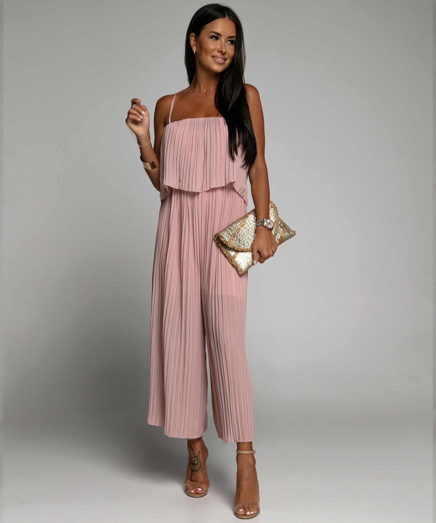 Eleganter Plissee Einteiler Rosa  Ladypolitan - Fashion Onlineshop für Damen   