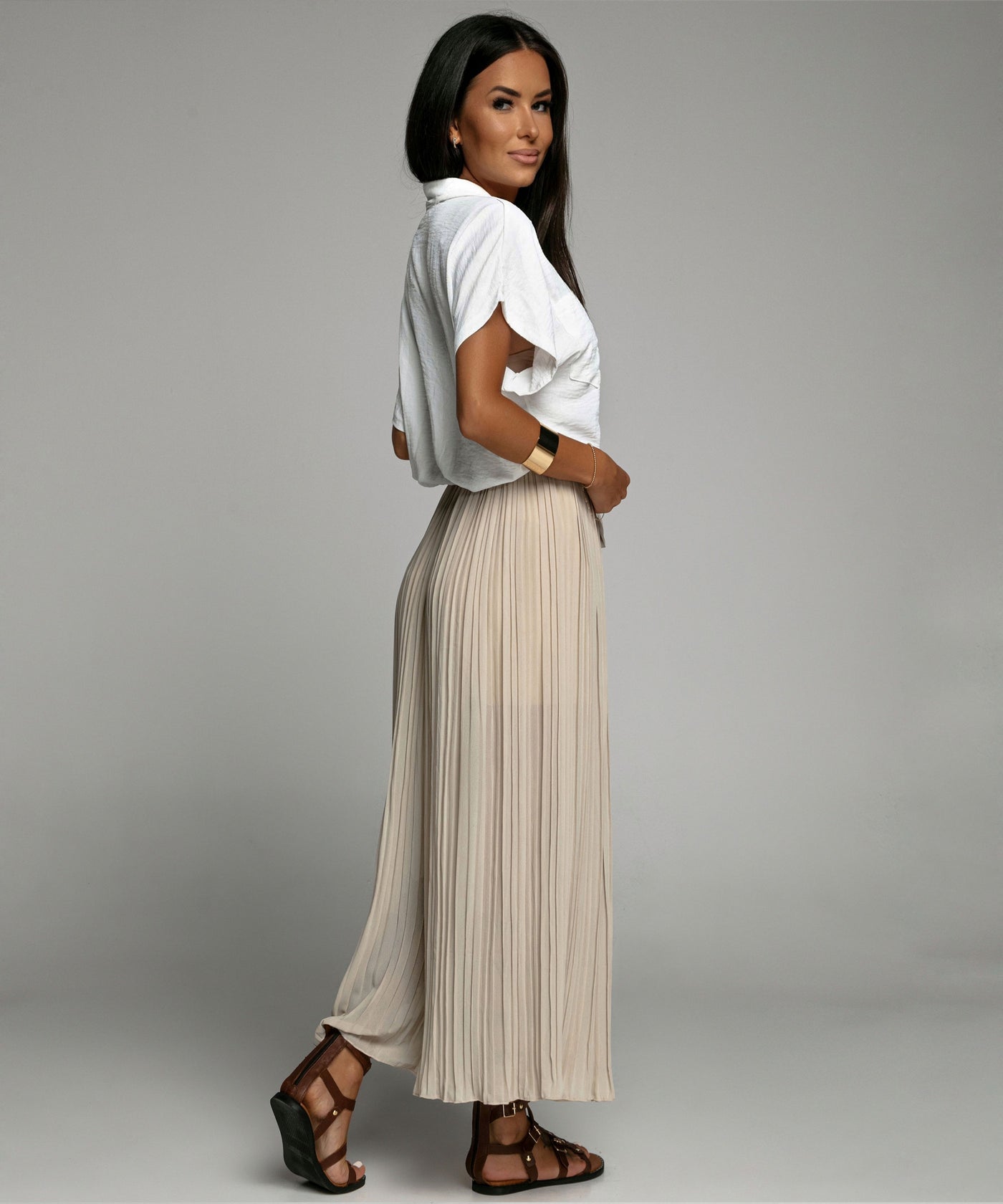 Plissee Hose Mira Beige  Ladypolitan - Fashion Onlineshop für Damen   