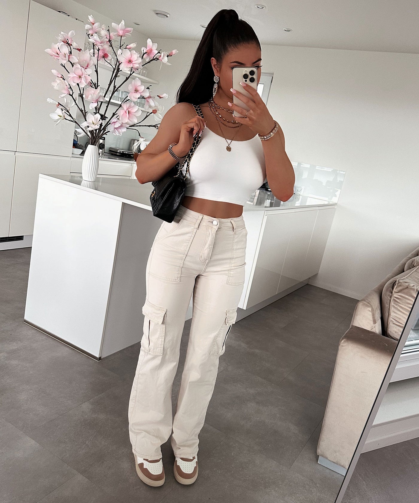 Stretch cargo jeans Palmira Beige