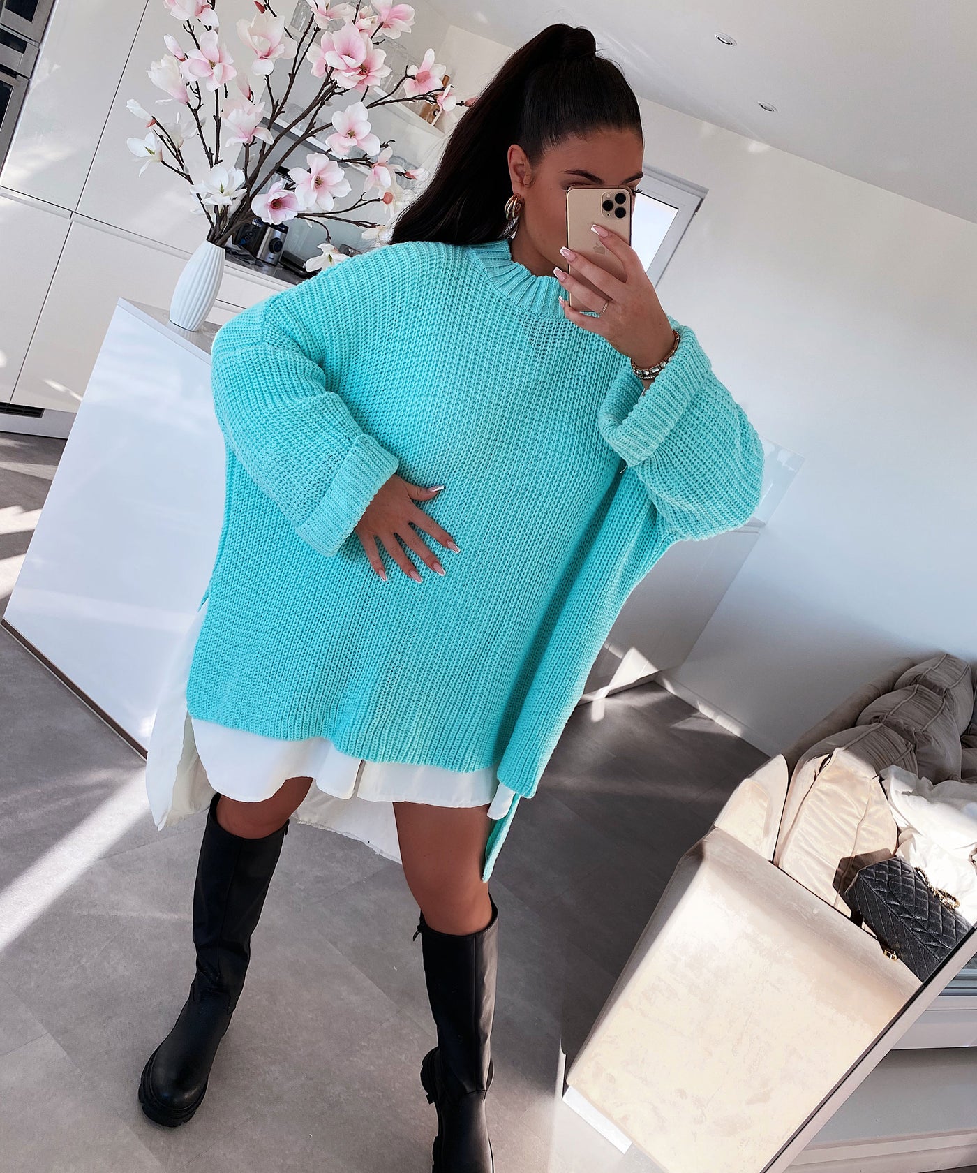 Oversize sweater Elsa Turquoise