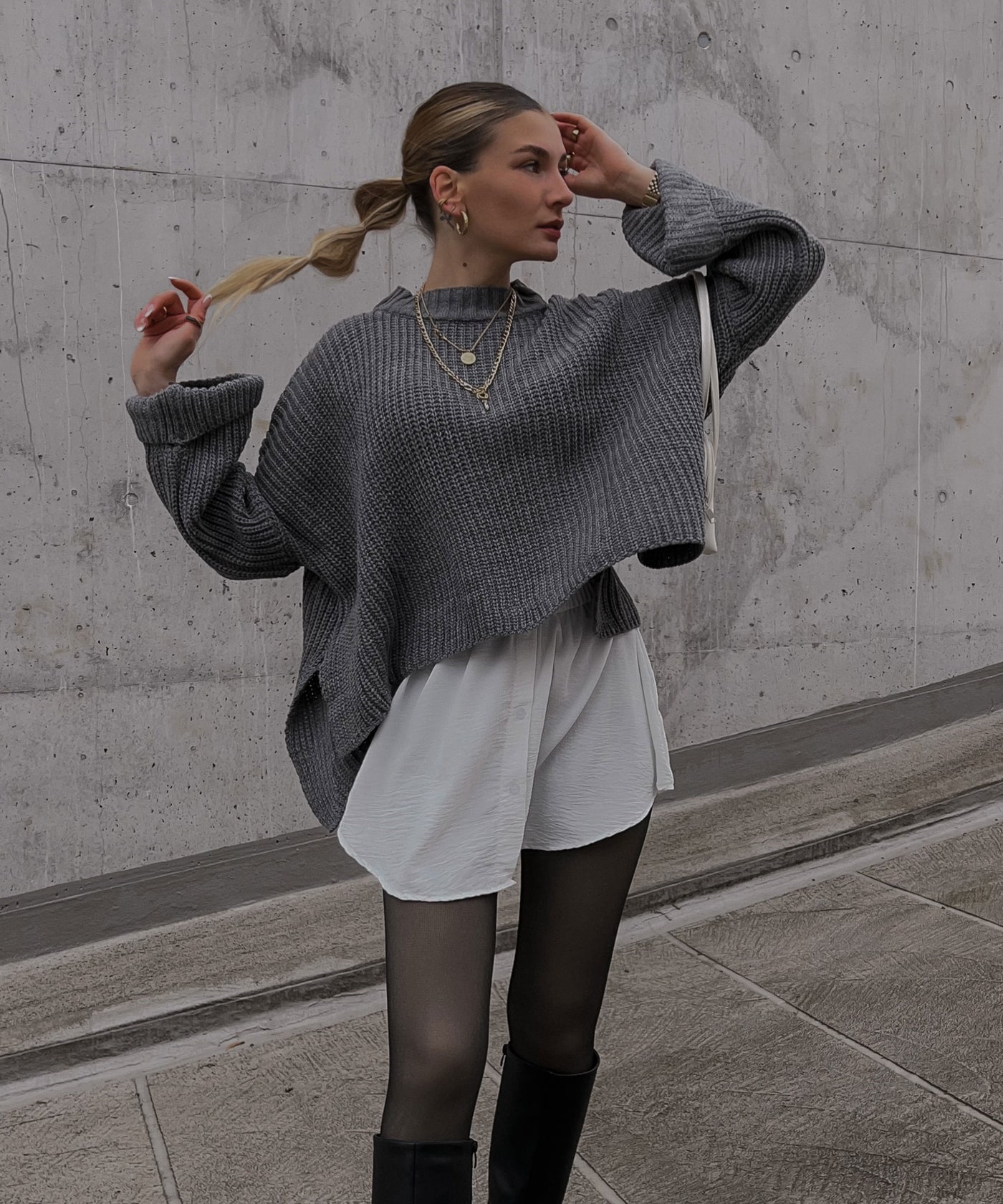 Sweater Elsa Short Dark Grey