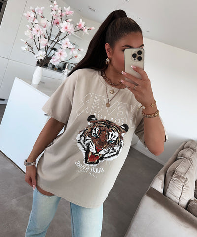 T-Shirt Tiger Vintage Beige  Ladypolitan - Fashion Onlineshop für Damen   