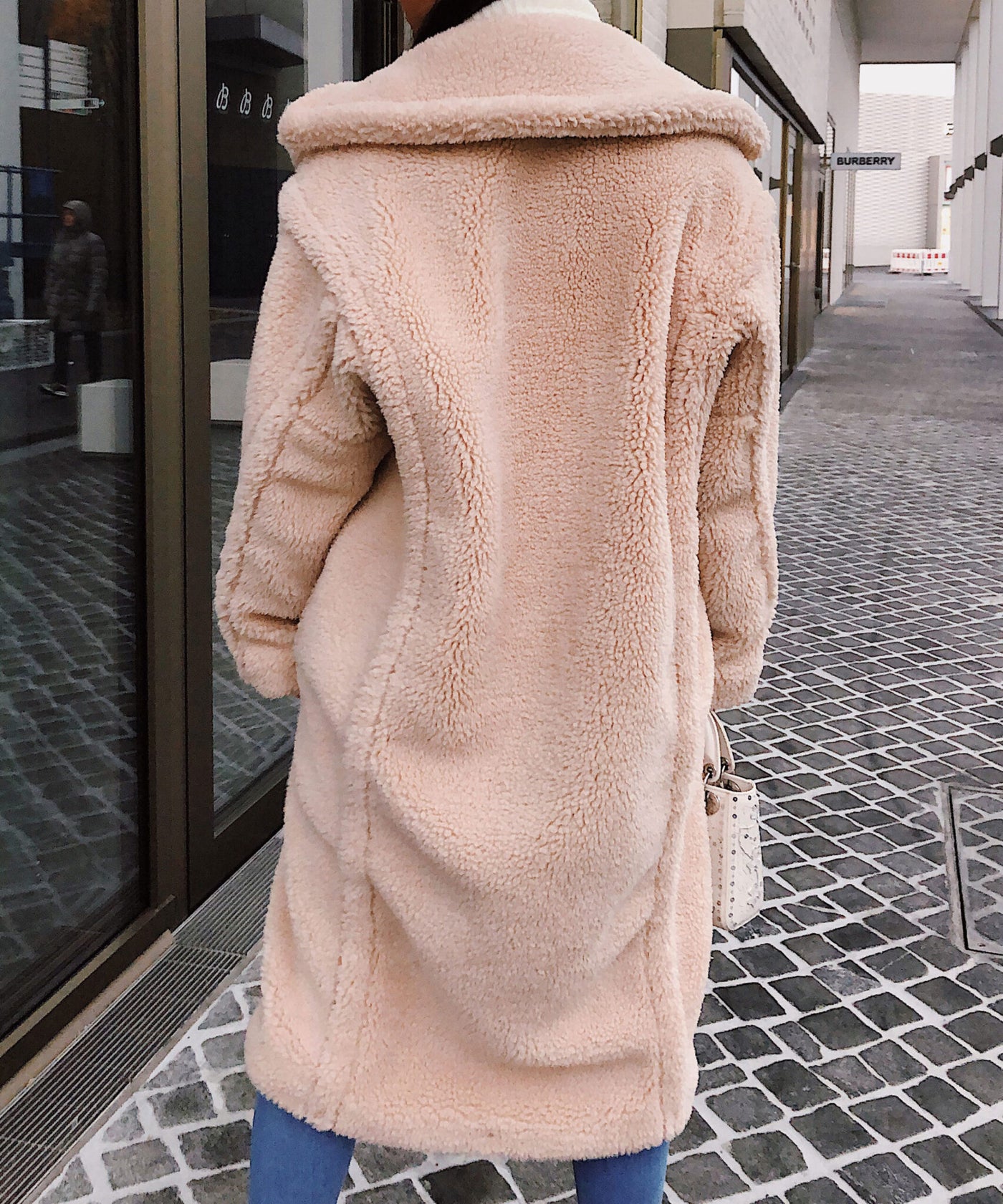 Beige oversized teddy coat