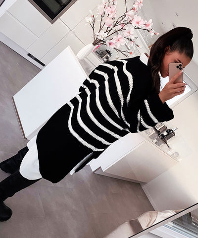 Oversized Sweater Elsa Stripes Black